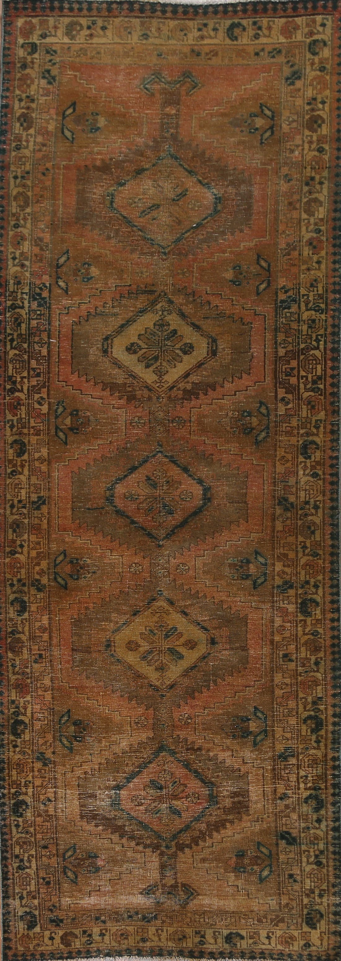 Geometric Heriz Persian Runner Rug 3x10