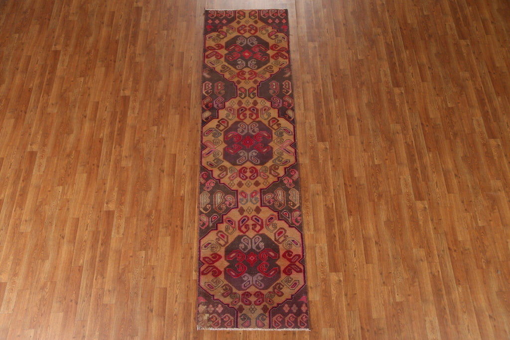 Hand-Knotted Wool Ardebil Persian Runner Rug 3x9