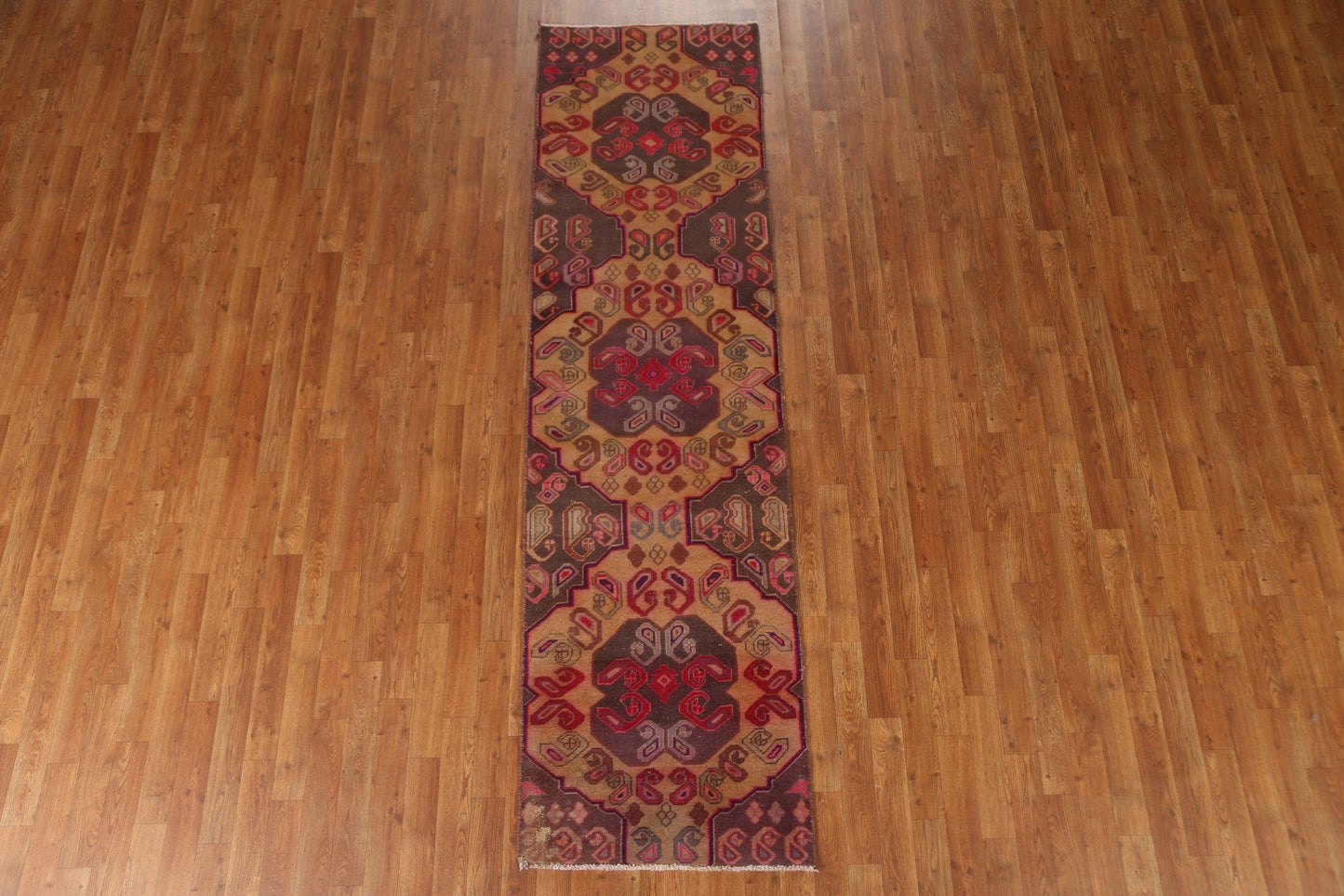 Hand-Knotted Wool Ardebil Persian Runner Rug 3x9