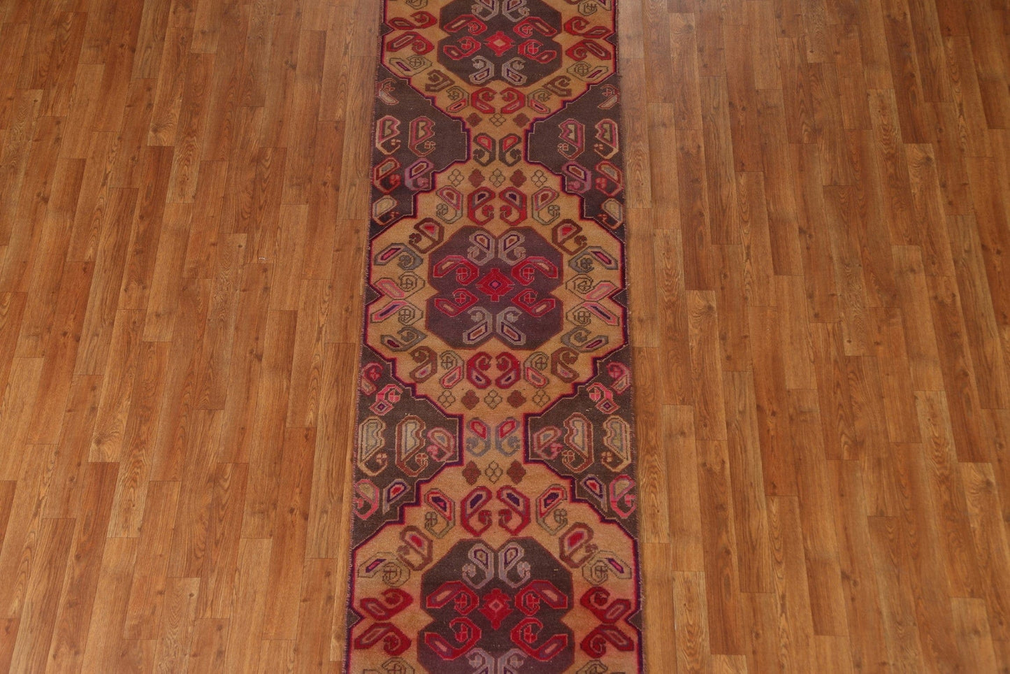 Hand-Knotted Wool Ardebil Persian Runner Rug 3x9