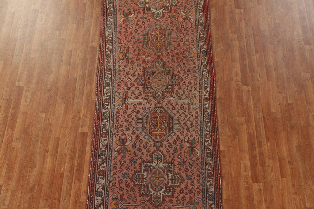 Pink Wool Heriz Persian Runner Rug 4x13