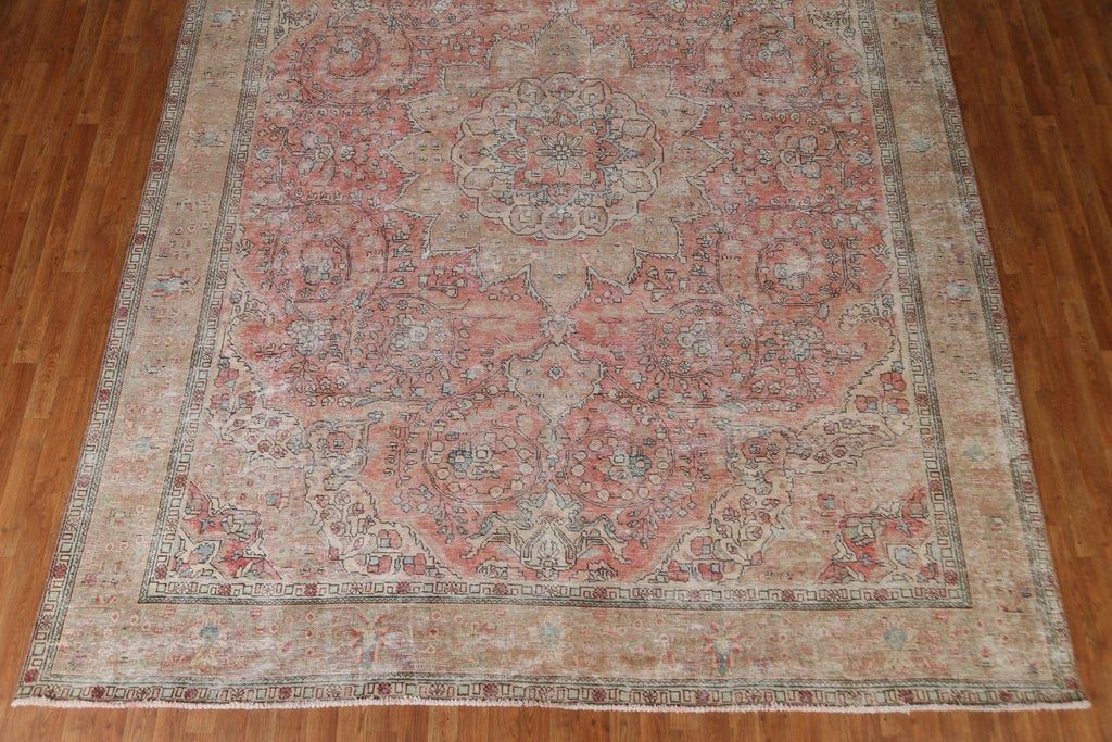 Vintage Distressed Tabriz Persian Rug 10x13