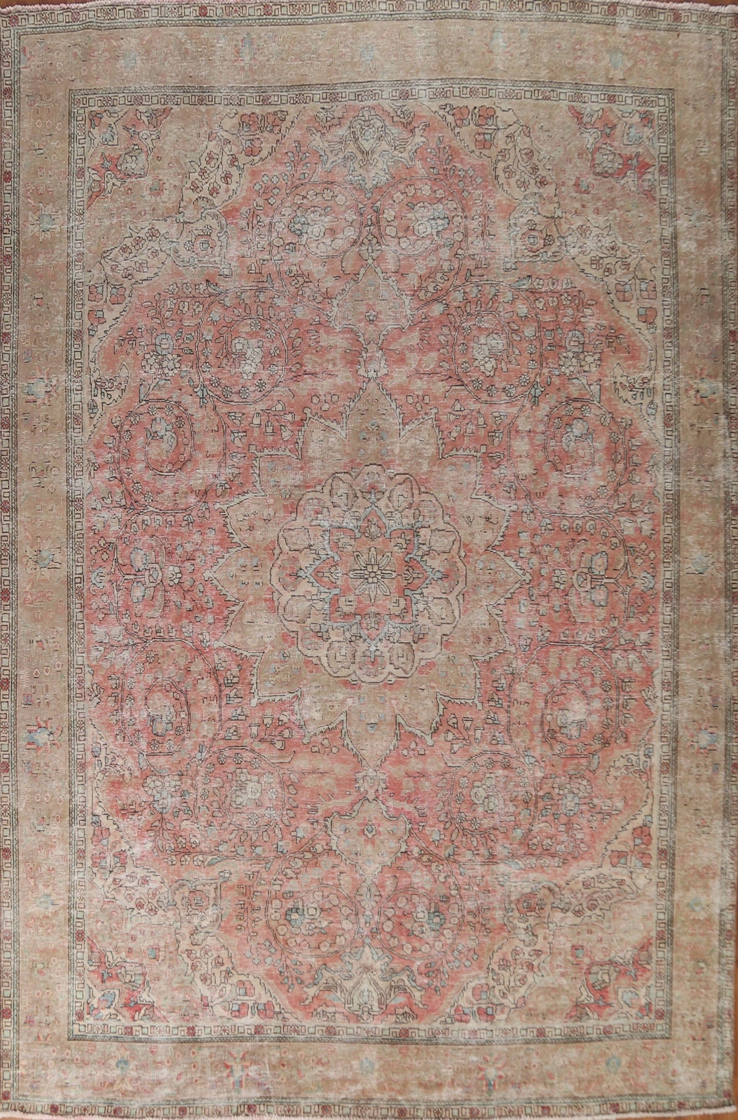 Vintage Distressed Tabriz Persian Rug 10x13