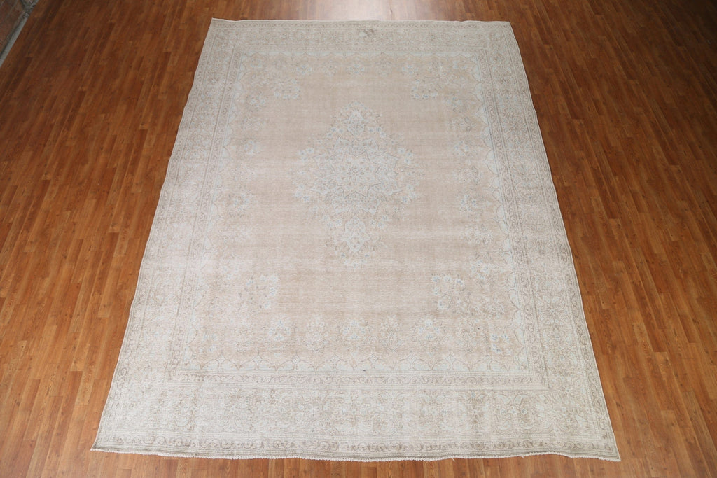 Distressed Muted Kerman Persian Area Rug 10x13