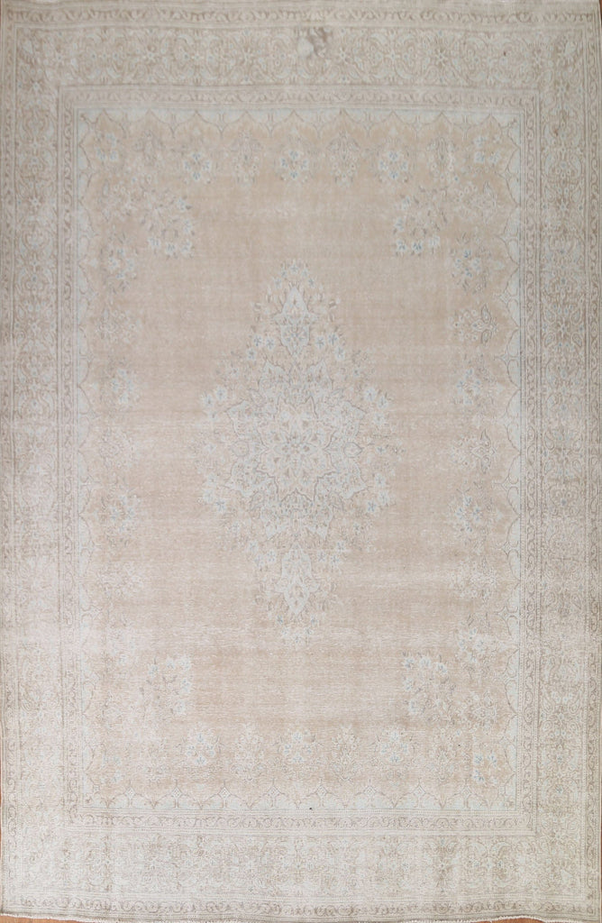 Distressed Muted Kerman Persian Area Rug 10x13