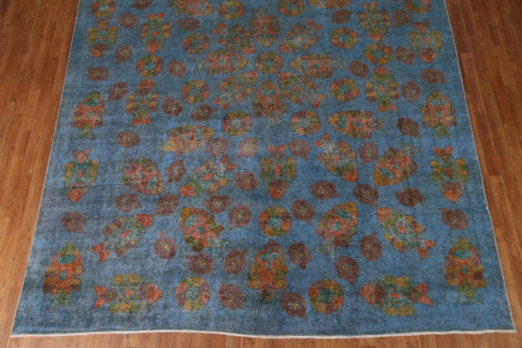 Over-Dyed Pictorial Tabriz Persian Area Rug 9x13