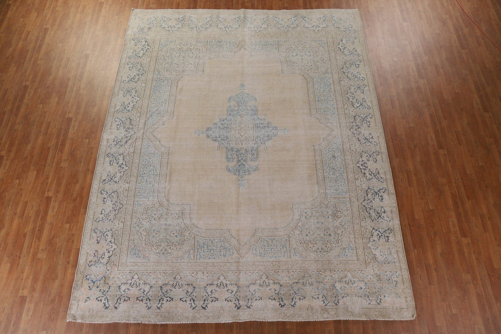 Distressed Wool Kerman Persian Area Rug 11x13