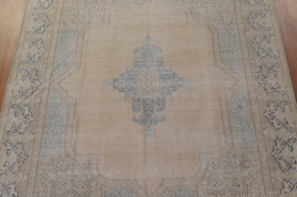 Distressed Wool Kerman Persian Area Rug 11x13