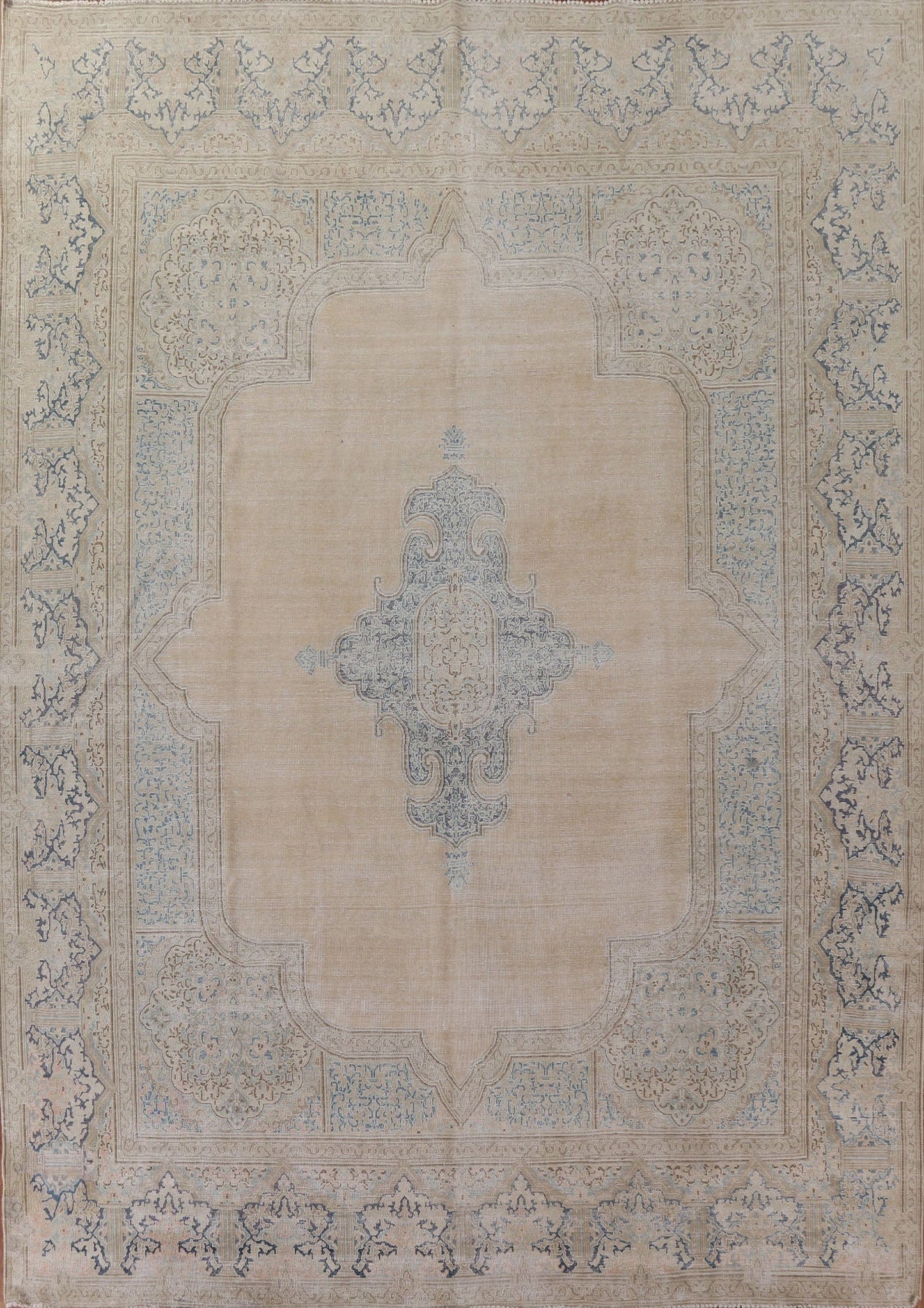 Distressed Wool Kerman Persian Area Rug 11x13