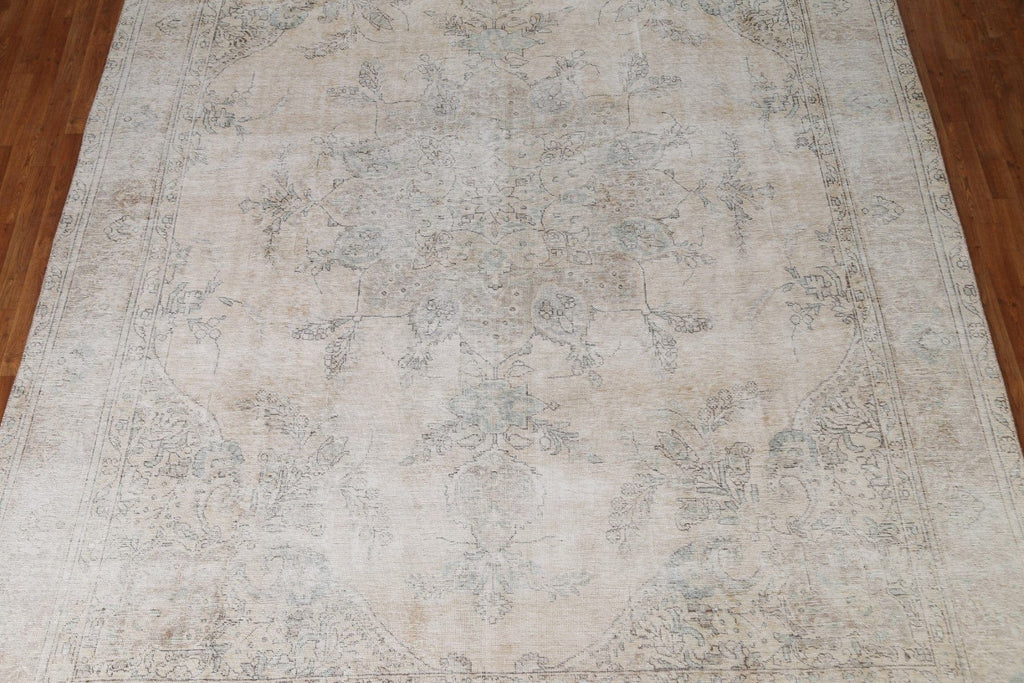 Distressed Wool Tabriz Persian Area Rug 10x13