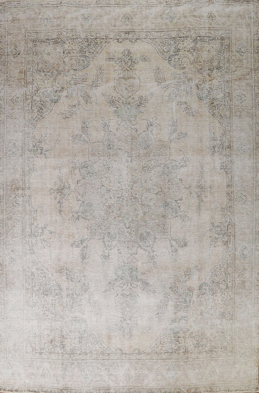 Distressed Wool Tabriz Persian Area Rug 10x13