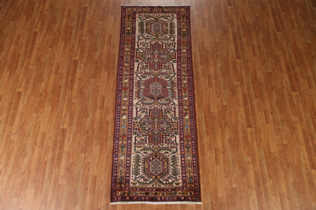 Antique Vegetable Dye Heriz Persian Runner Rug 3x9