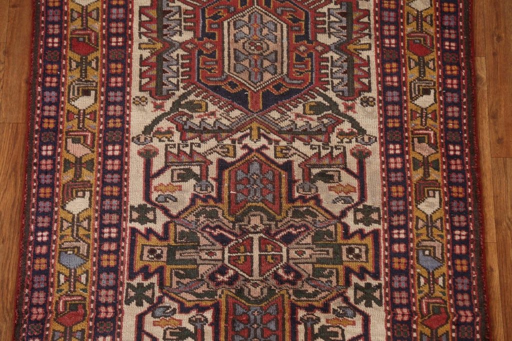 Antique Vegetable Dye Heriz Persian Runner Rug 3x9