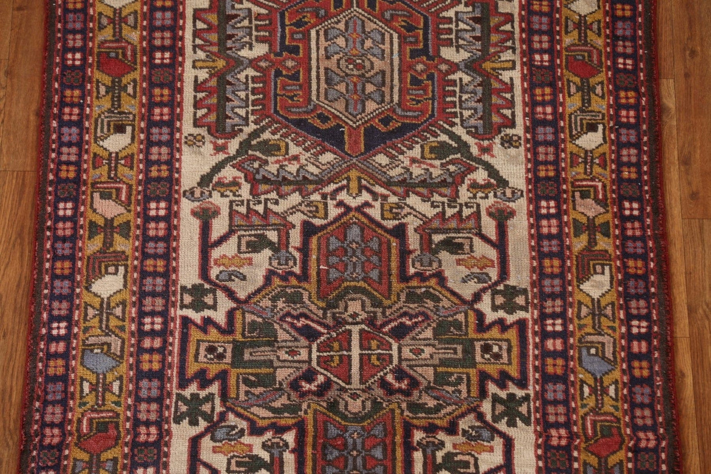 Antique Vegetable Dye Heriz Persian Runner Rug 3x9