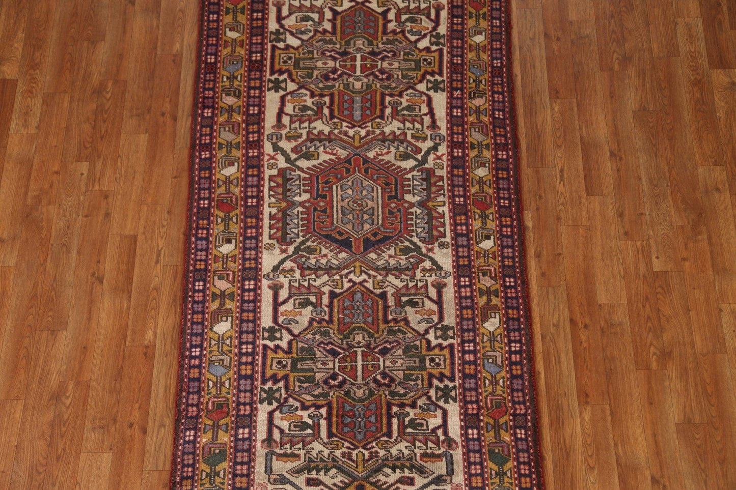 Antique Vegetable Dye Heriz Persian Runner Rug 3x9