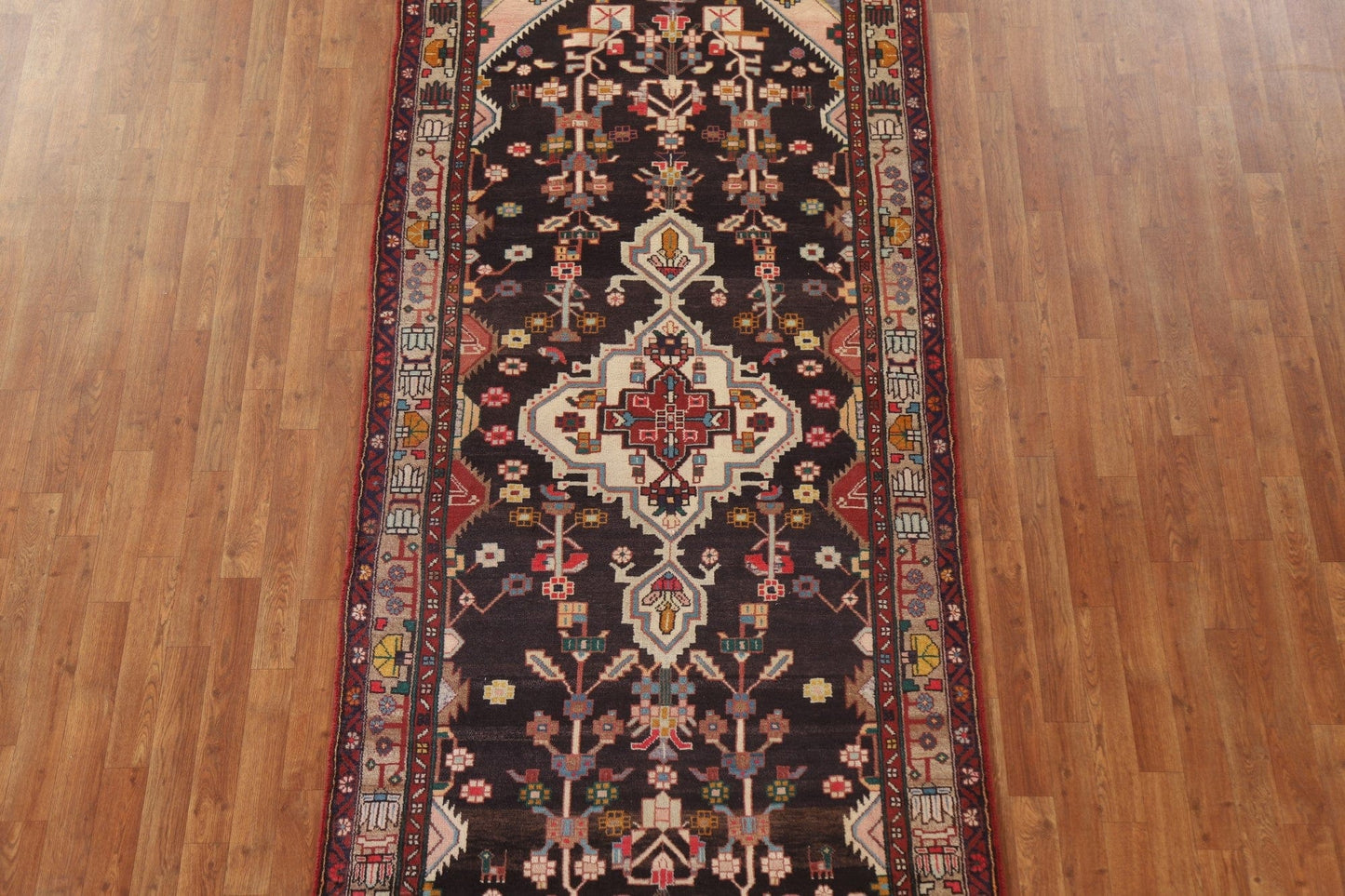 Geometric Hamedan Persian Runner Rug 4x11