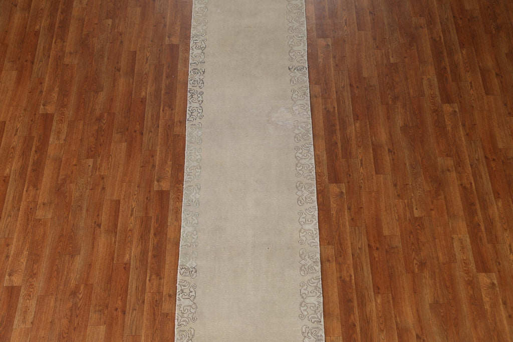 Distressed Tabriz Persian Runner Rug 2x12