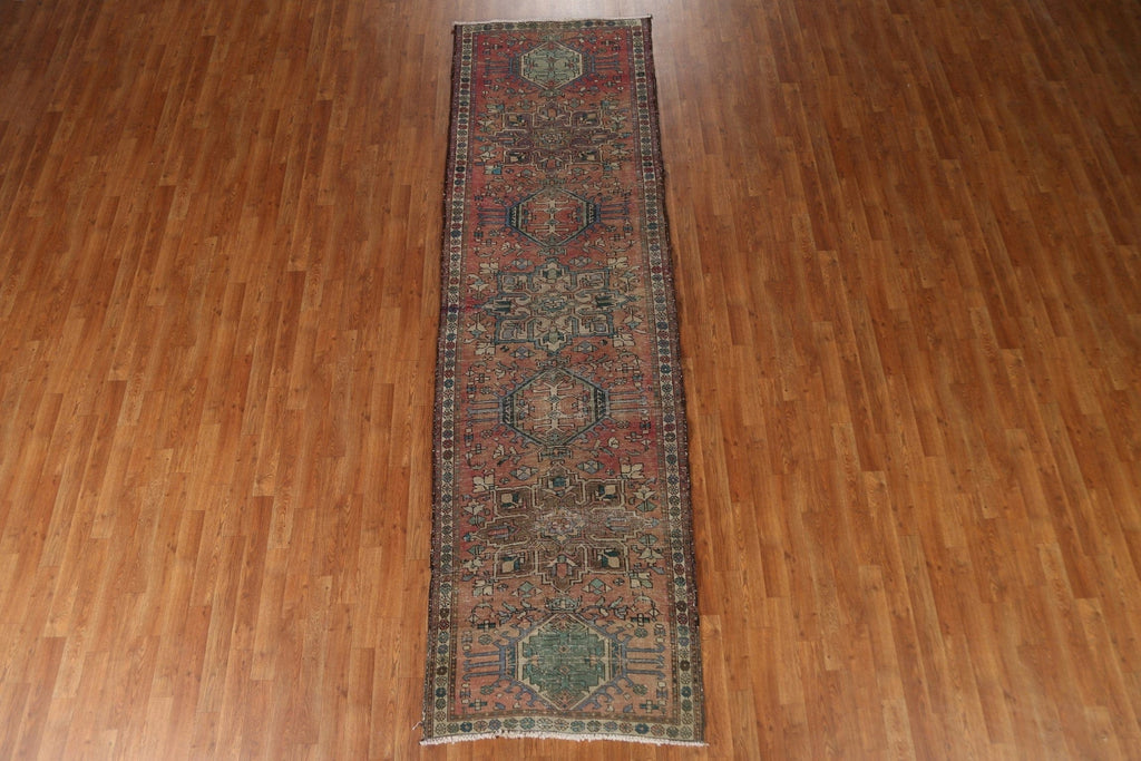 Geometric Heriz Persian Runner Rug 3x11