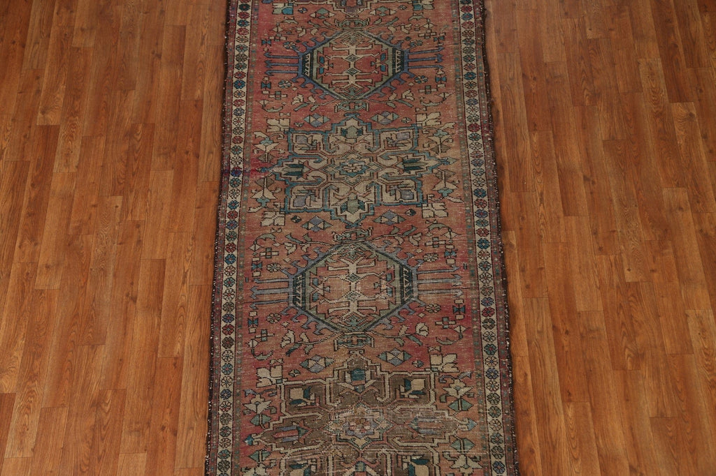 Geometric Heriz Persian Runner Rug 3x11