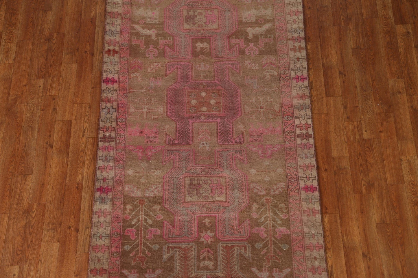 Vintage Wool Meshkin Persian Runner Rug 4x9