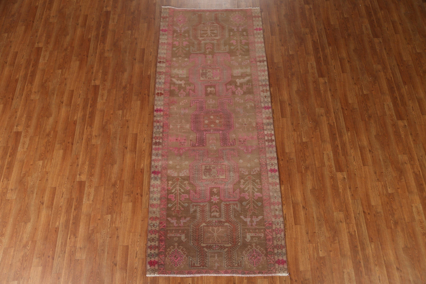 Vintage Wool Meshkin Persian Runner Rug 4x9