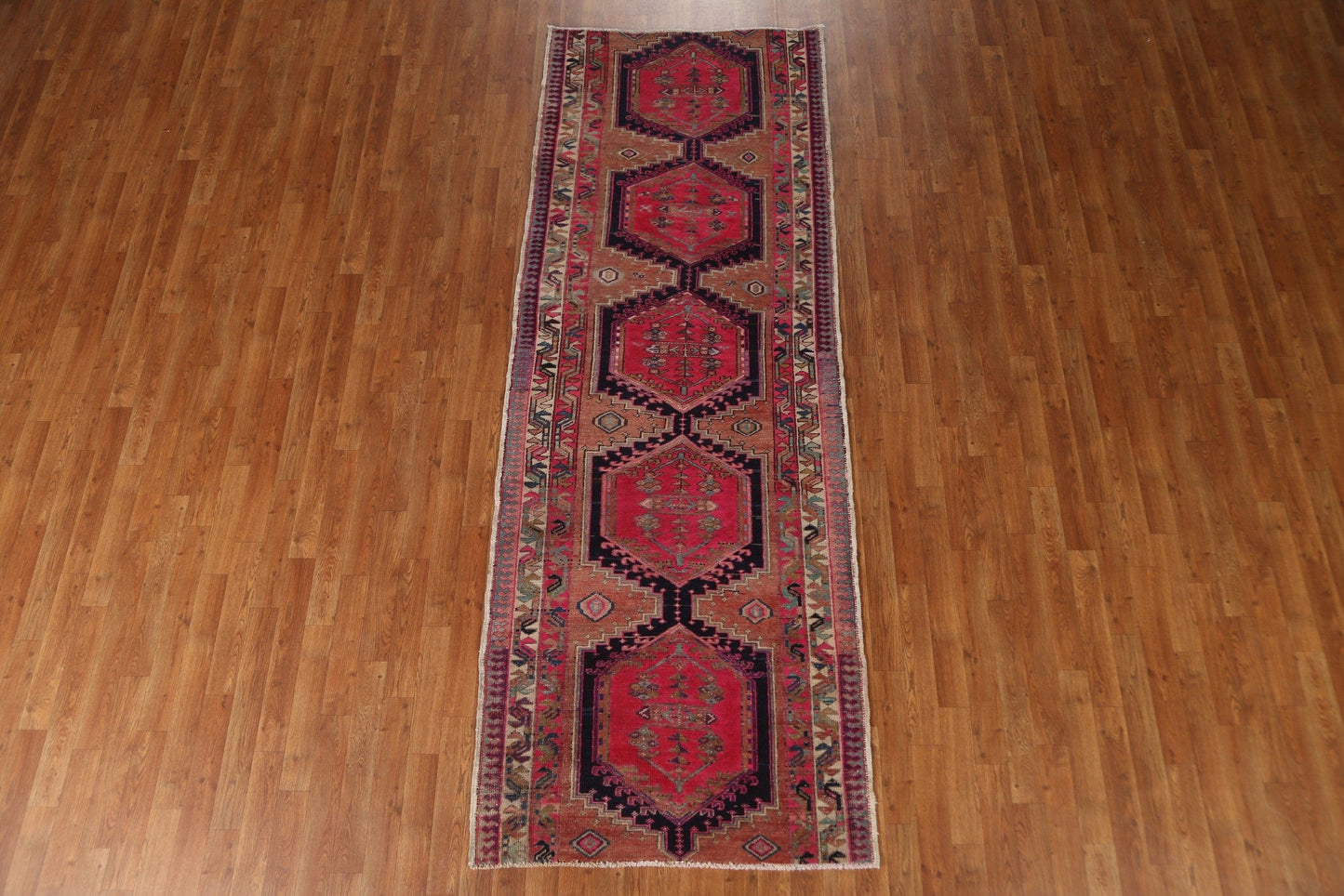 Handmade Wool Ardebil Persian Runner Rug 4x10