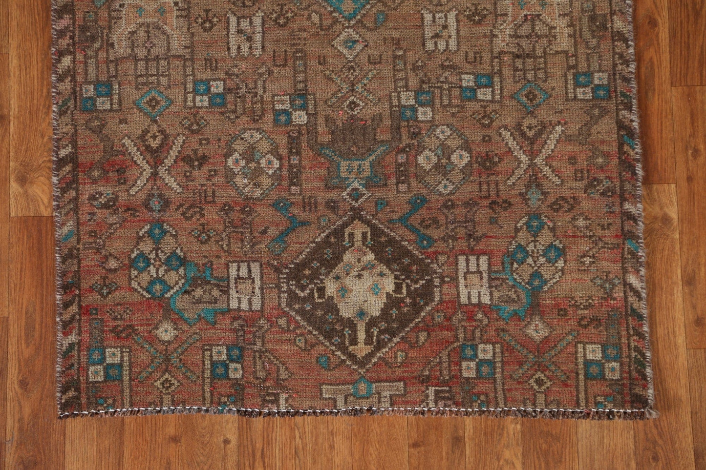 Geometric Hamedan Persian Runner Rug 3x7