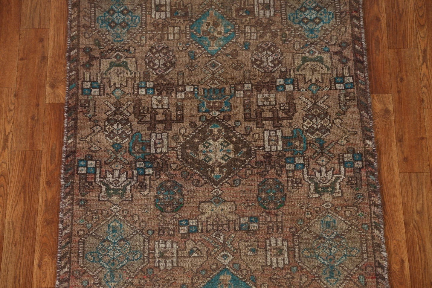 Geometric Hamedan Persian Runner Rug 3x7