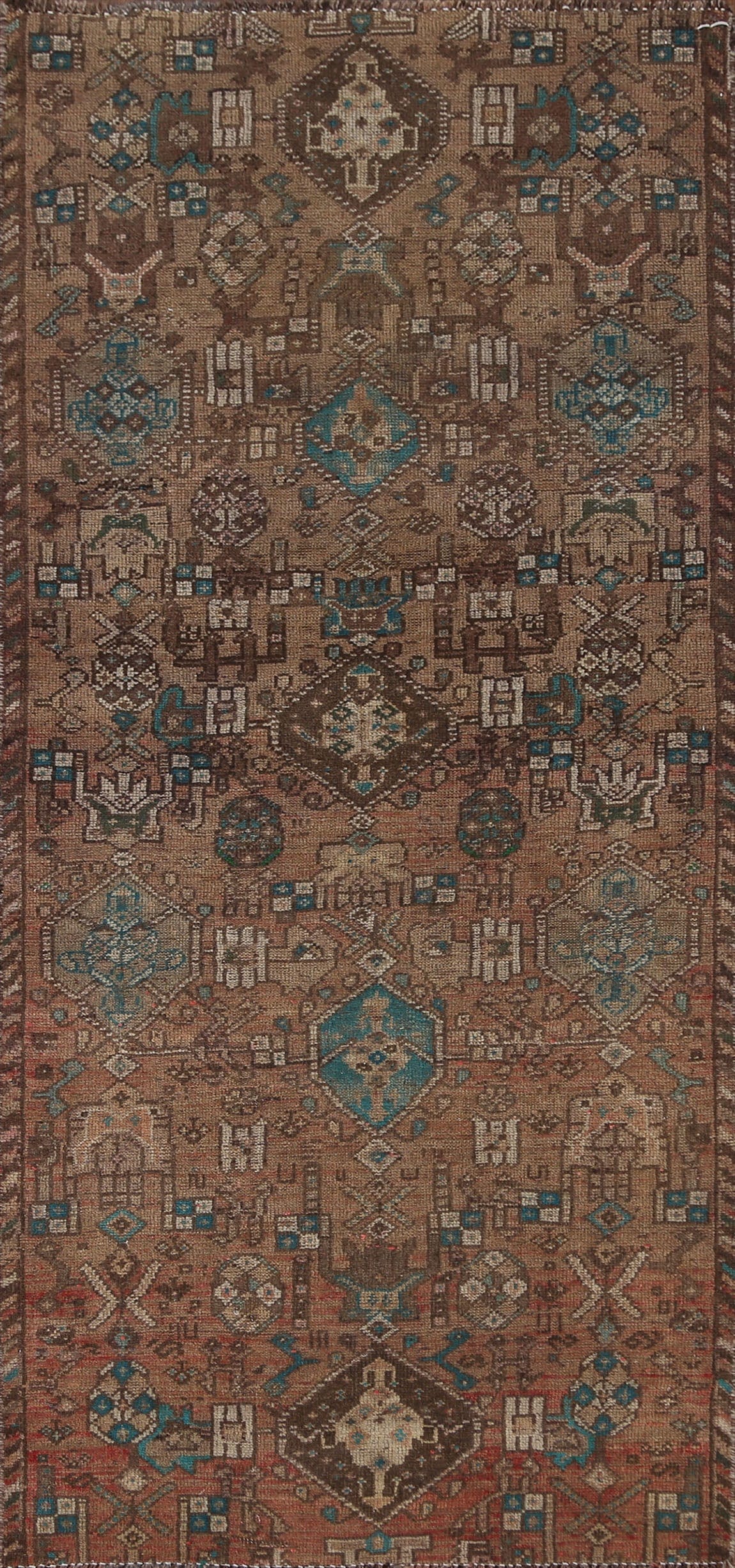 Geometric Hamedan Persian Runner Rug 3x7