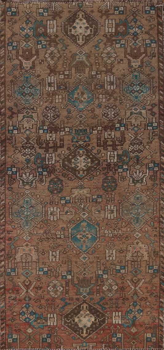 Geometric Hamedan Persian Runner Rug 3x7