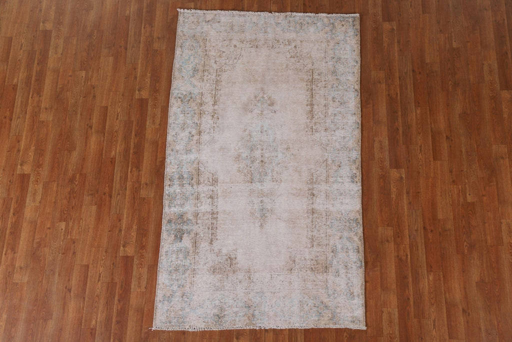 Antique Distressed Kerman Persian Area Rug 4x7