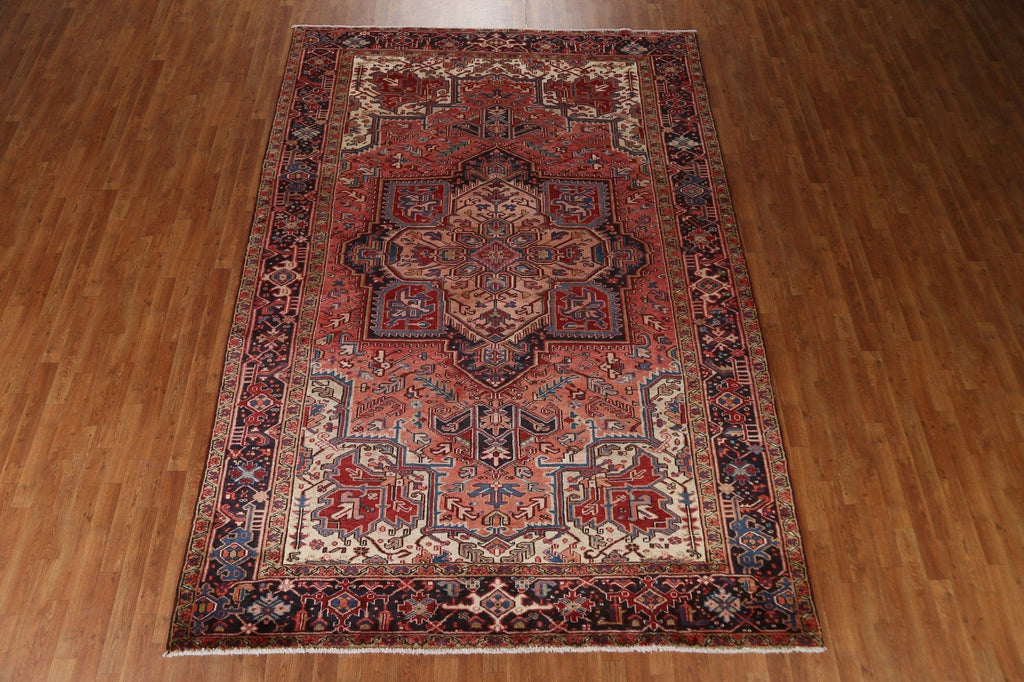 Vintage Geometric Heriz Persian Area Rug 8x11