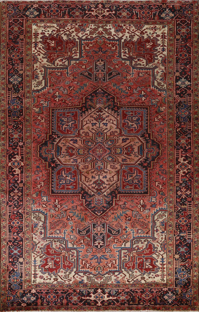 Vintage Geometric Heriz Persian Area Rug 8x11