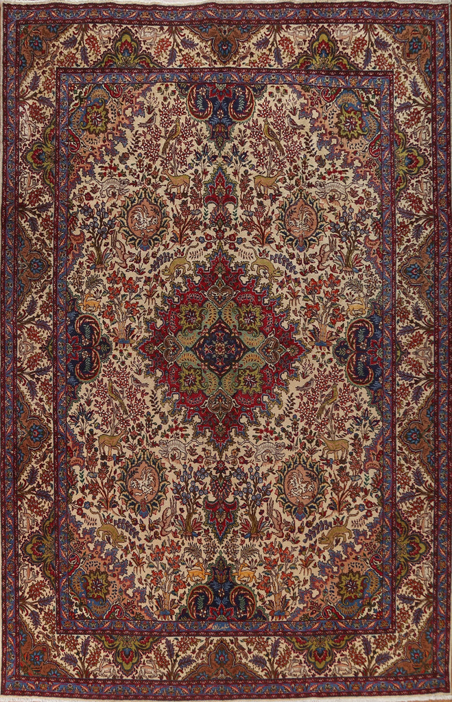 Animal Pictorial Tabriz Persian Area Rug 10x13