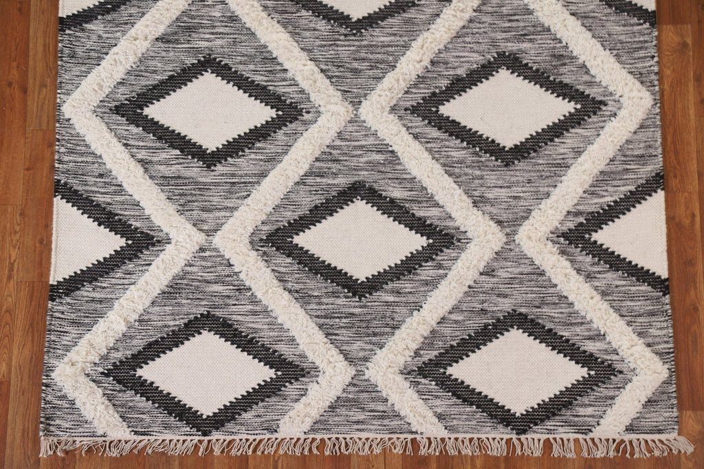 Geometric Kilim Moroccan Wool Area Rug 5x8