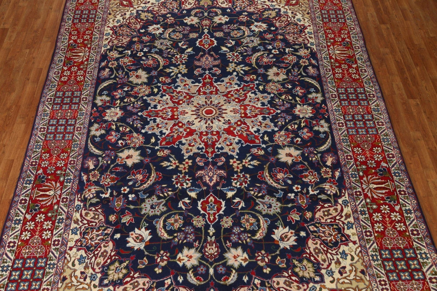 Navy Blue Isfahan Persian Large Rug 10x14