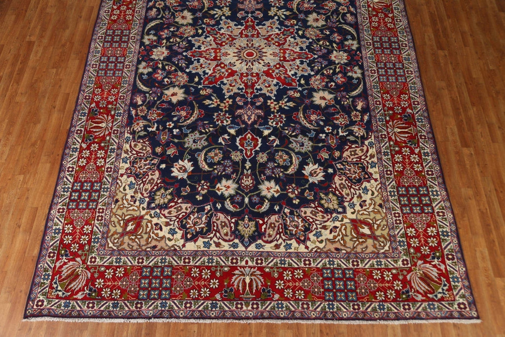 Navy Blue Isfahan Persian Large Rug 10x14