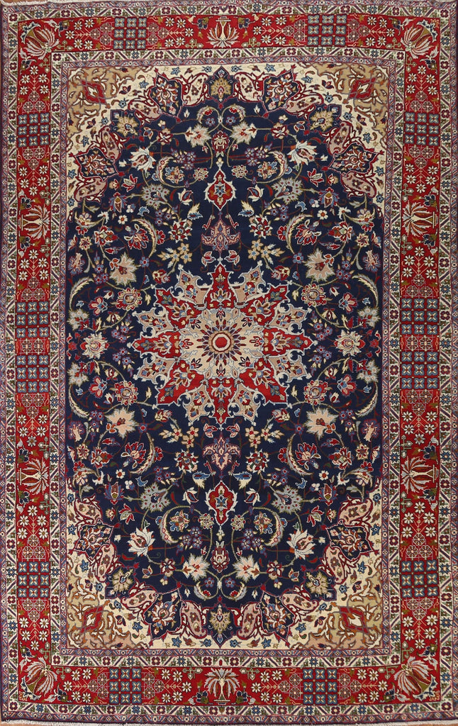 Navy Blue Isfahan Persian Large Rug 10x14