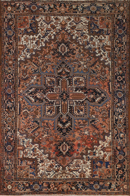 Vintage Heriz Persian Area Rug 7x10