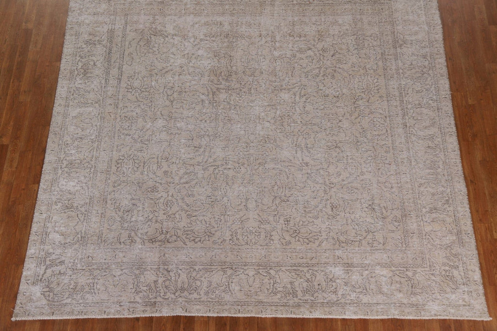 Distressed Tabriz Persian Square Rug 9x9