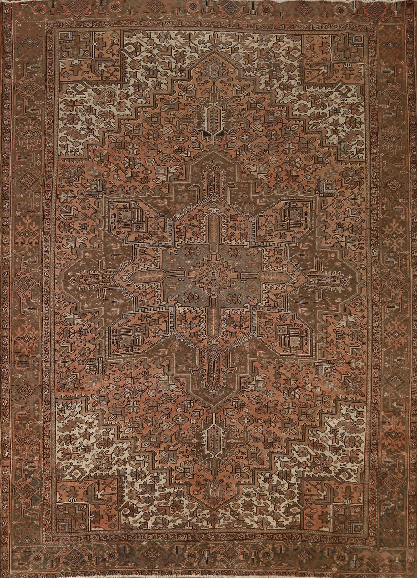 Geometric Wool Heriz Persian Area Rug 10x12