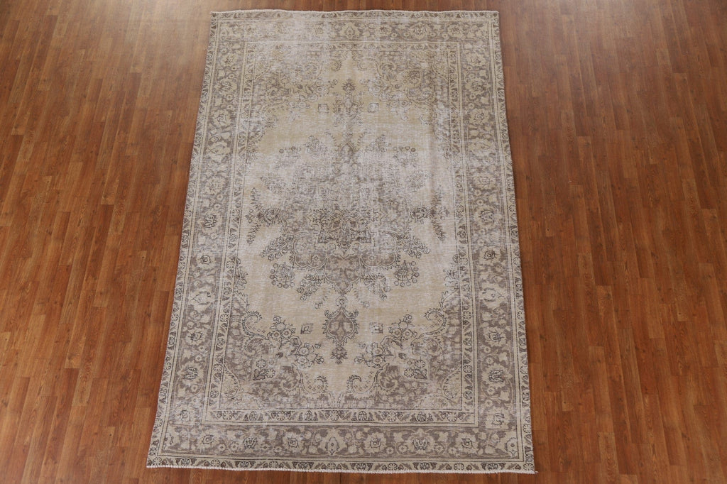 Distressed Tabriz Persian Area Rug 7x10