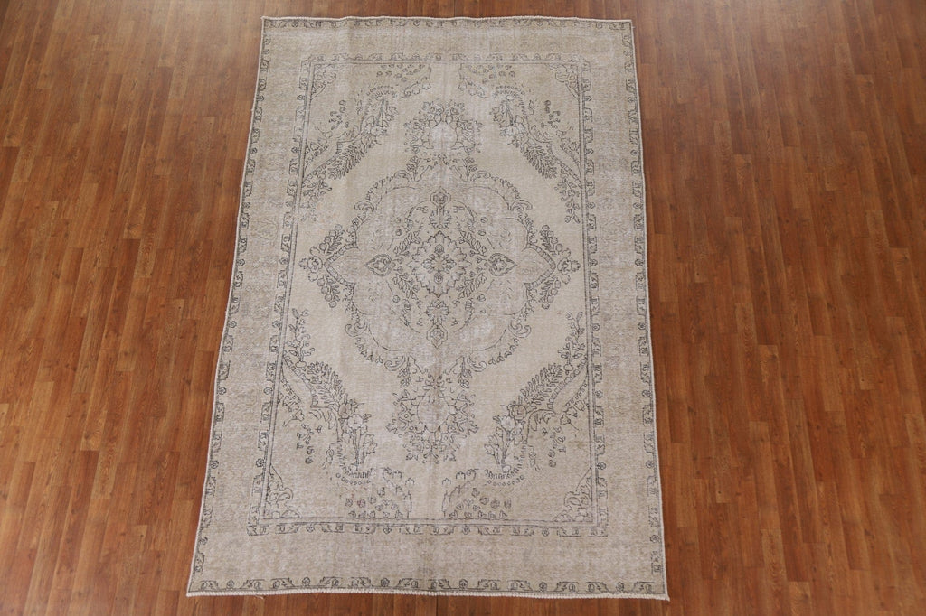 Distressed Tabriz Persian Area Rug 6x10