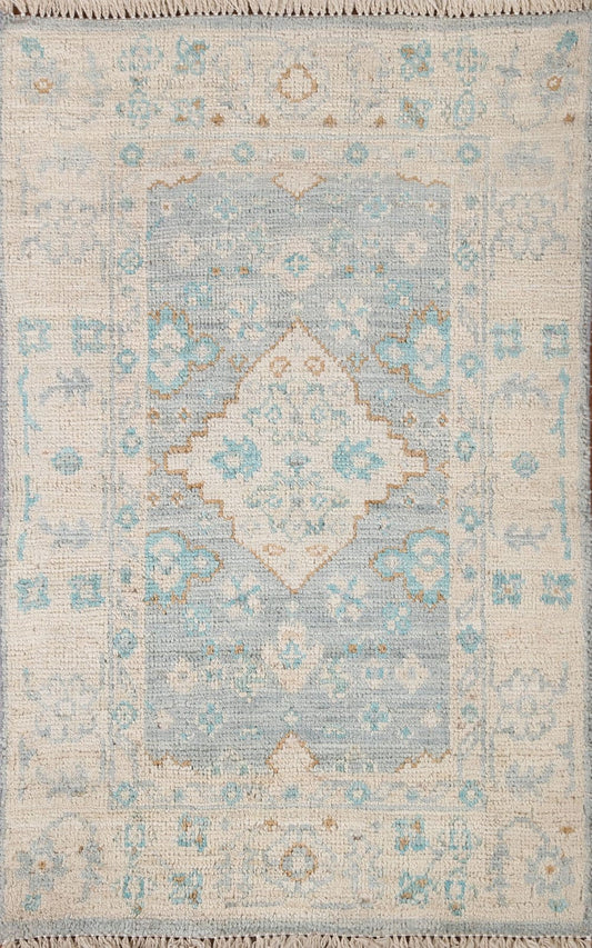 Geometric Wool Oushak Turkish Rug 2x3