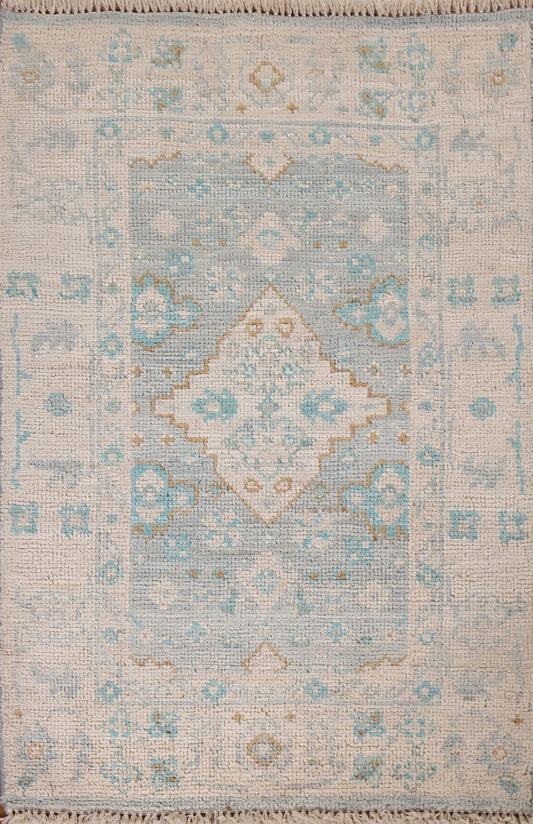 Geometric Wool Oushak Handmade Rug 2x3