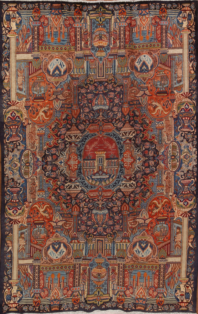 Animal Pictorial Kashmar Persian Area Rug 7x9