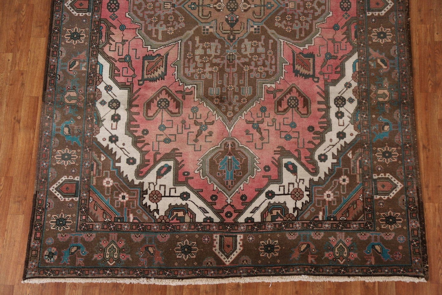 Pink Geometric Heriz Persian Area Rug 7x10