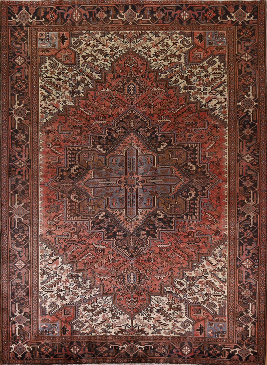 Geometric Wool Heriz Persian Area Rug 9x11