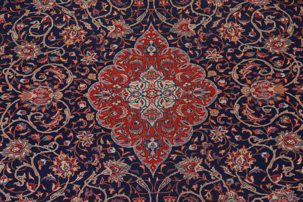 Navy Blue Floral Sarouk Persian Large Rug 10x14