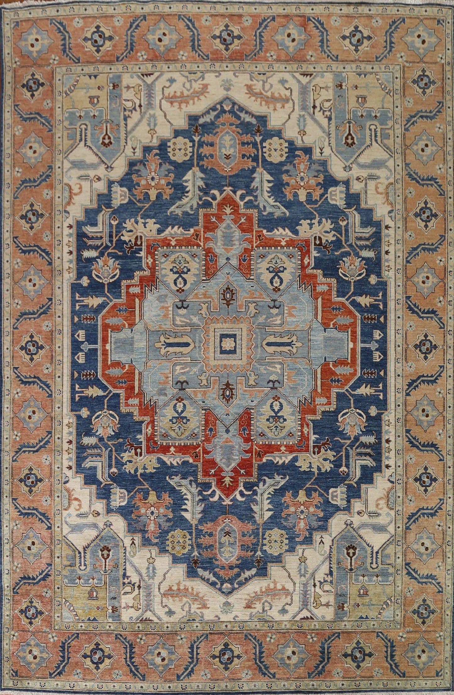 Vegetable Dye Heriz Serapi Blue Area Rug 9x12